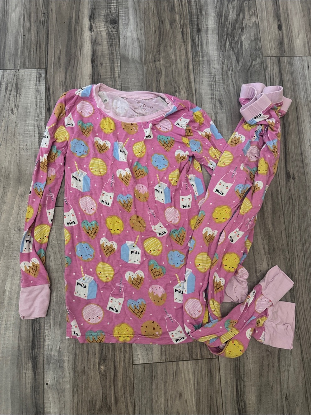 Little Sleepies Pink Milk & Cookie Print Pajama Set 9/10